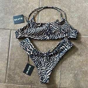 Skatie Black and Tan Animal Print Bikini
